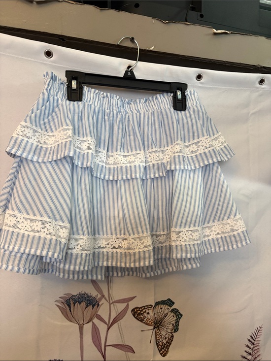 wild fable Pants - wild fable Light Blue and White Striped Ruffle Lace Mini Skort